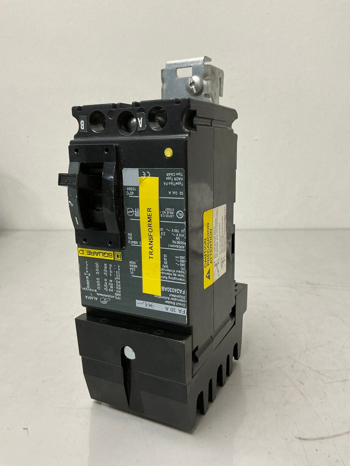 Used Square D FA24030AB 2 Pole, 30 Amps, 480 Volts Circuit Breaker