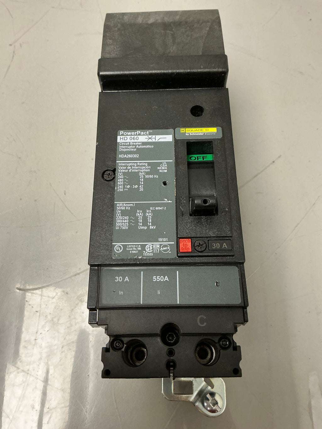 Used Square D HDA260302 2 Pole, 30 Amps, 600 Volts Circuit Breaker