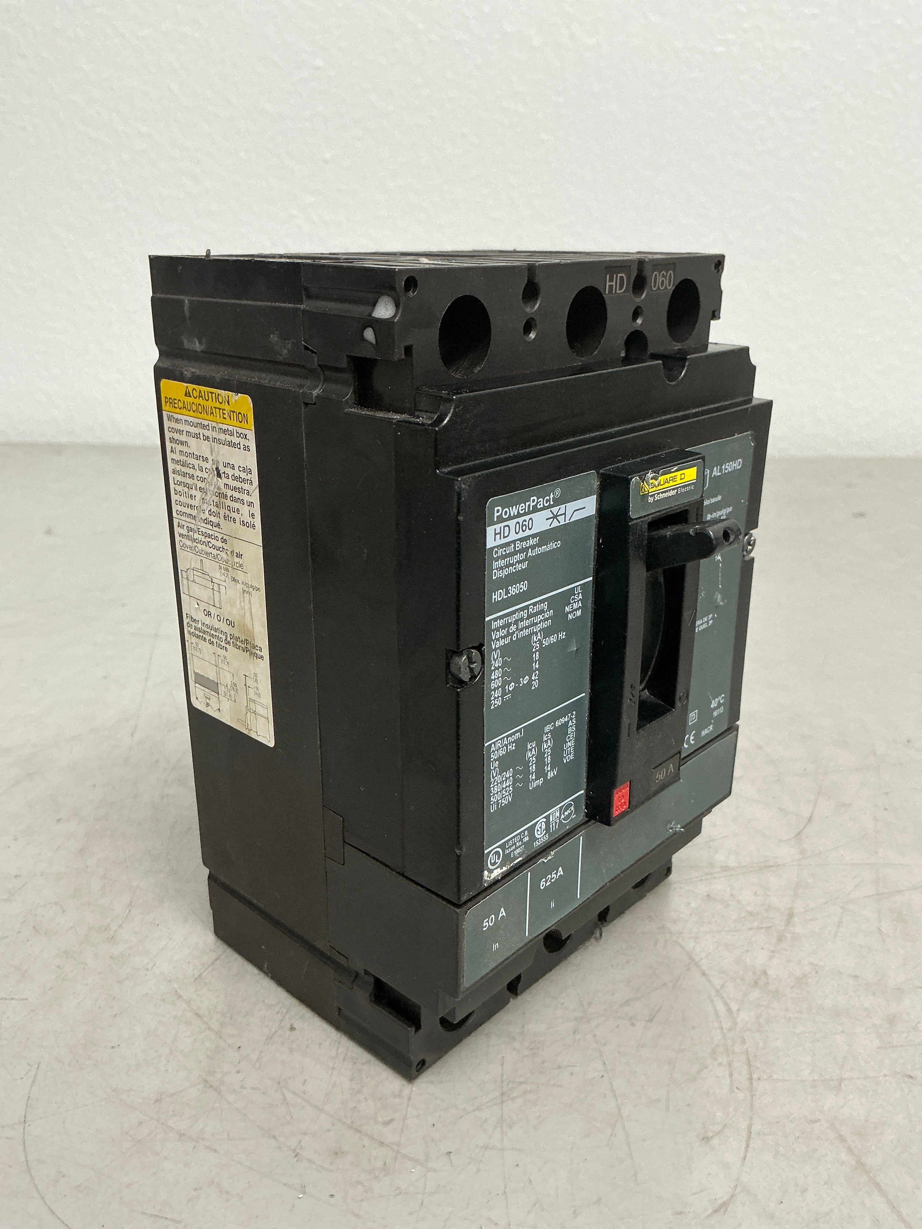 Used Square D HDL36050 3 Pole, 50 Amps, 480 Volts