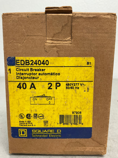 New Square D EDB24040 2 Pole, 40 Amps, 480 Volts