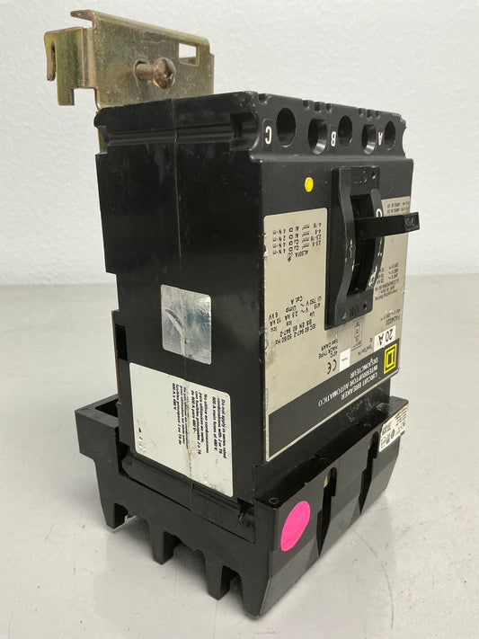 *CHIPPED* Used Square D FA34020 3 Pole, 20 Amps, 480 Volts