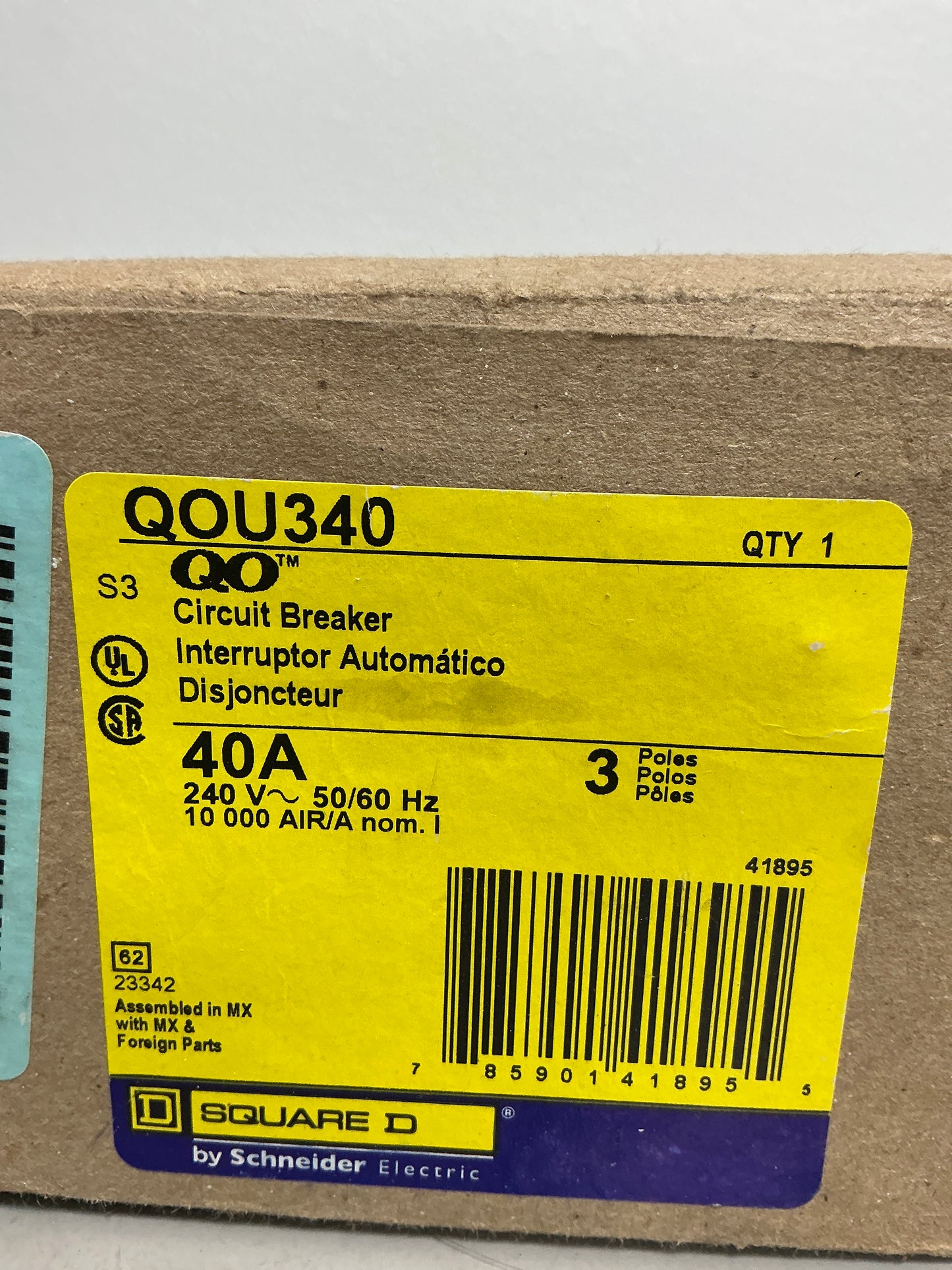 New Square D QOU340 3 Poles, 40 Amps, 240 Volts