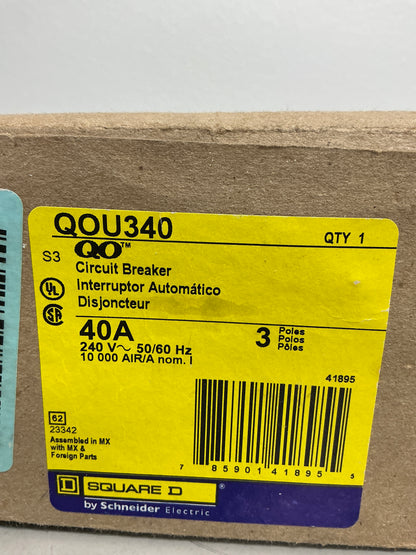 New Square D QOU340 3 Poles, 40 Amps, 240 Volts