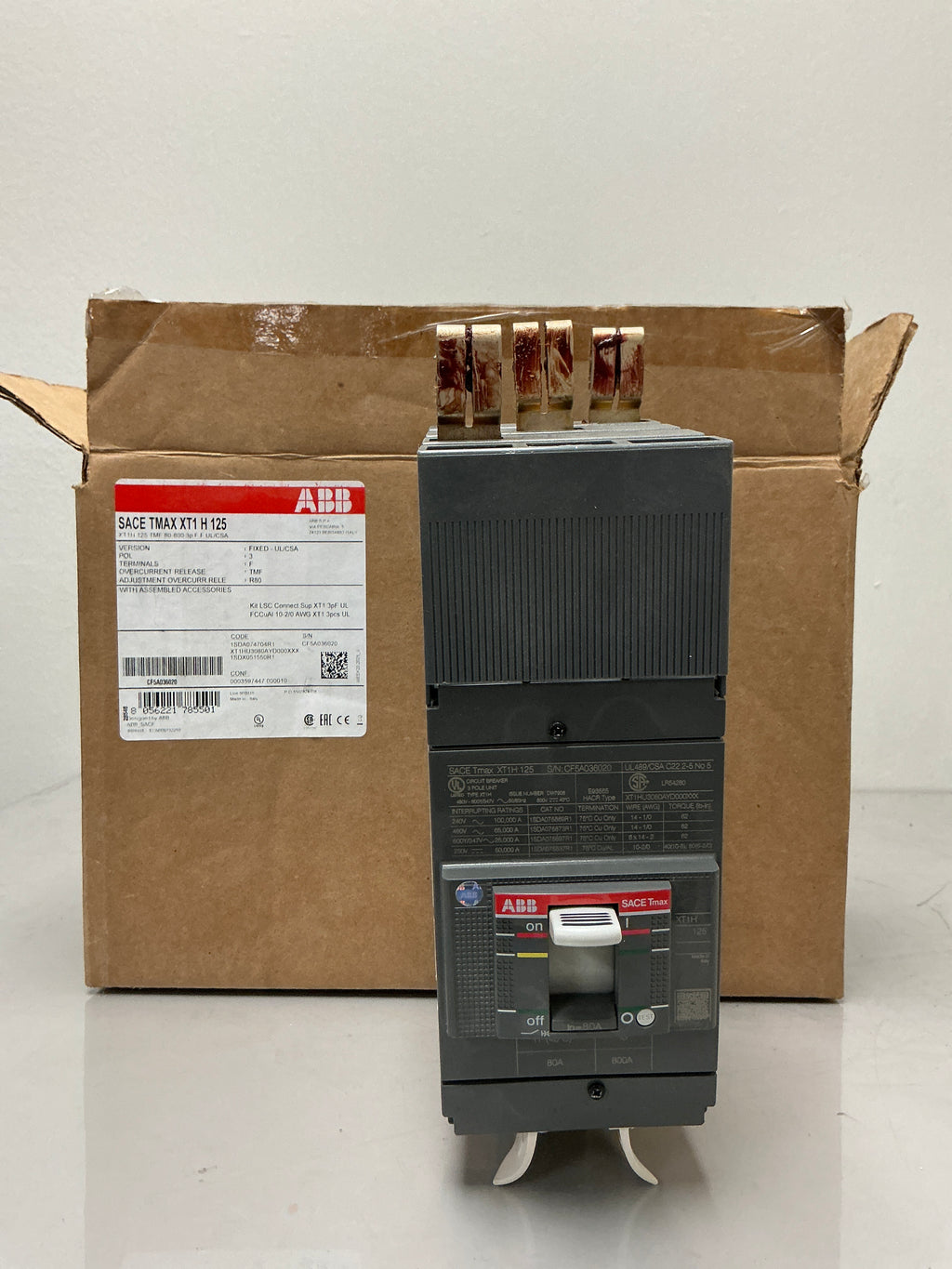 New ABB XT1HU3080AYD000XXX 3 Pole, 80 Amps, 480 Volts, Circuit Breaker