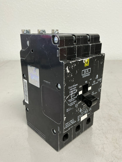 Used Square D EDB34020 3 Pole, 20 Amps, 480 Volts