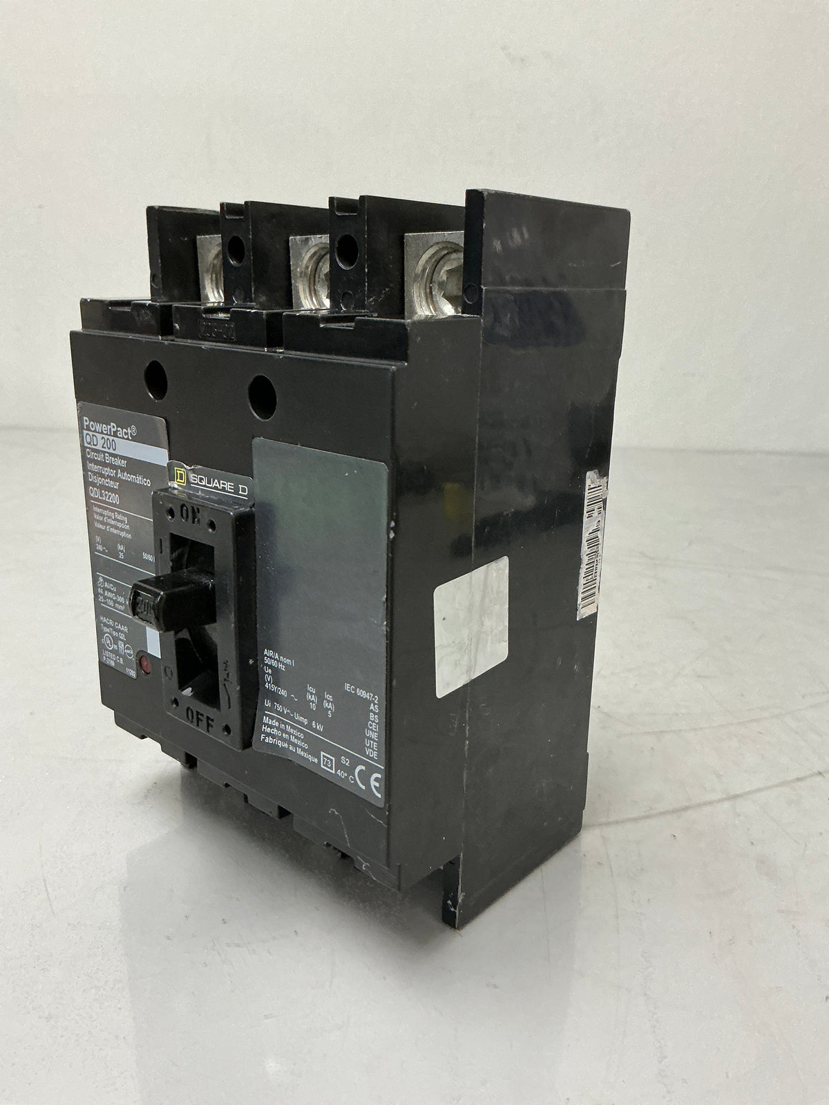 Used Square D QDL32200 3 Pole, 200 Amps, 240 Volts Breaker