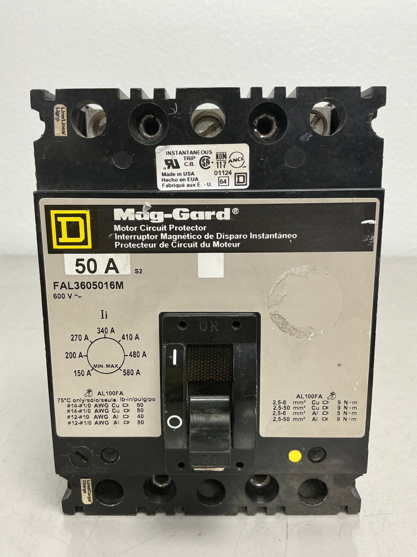 Used Square D FAL3605016M 50 Amps, 3 Pole
