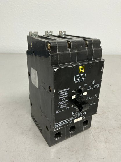 Used Square D EDB34015 3 Pole, 15 Amps, 480 Volts