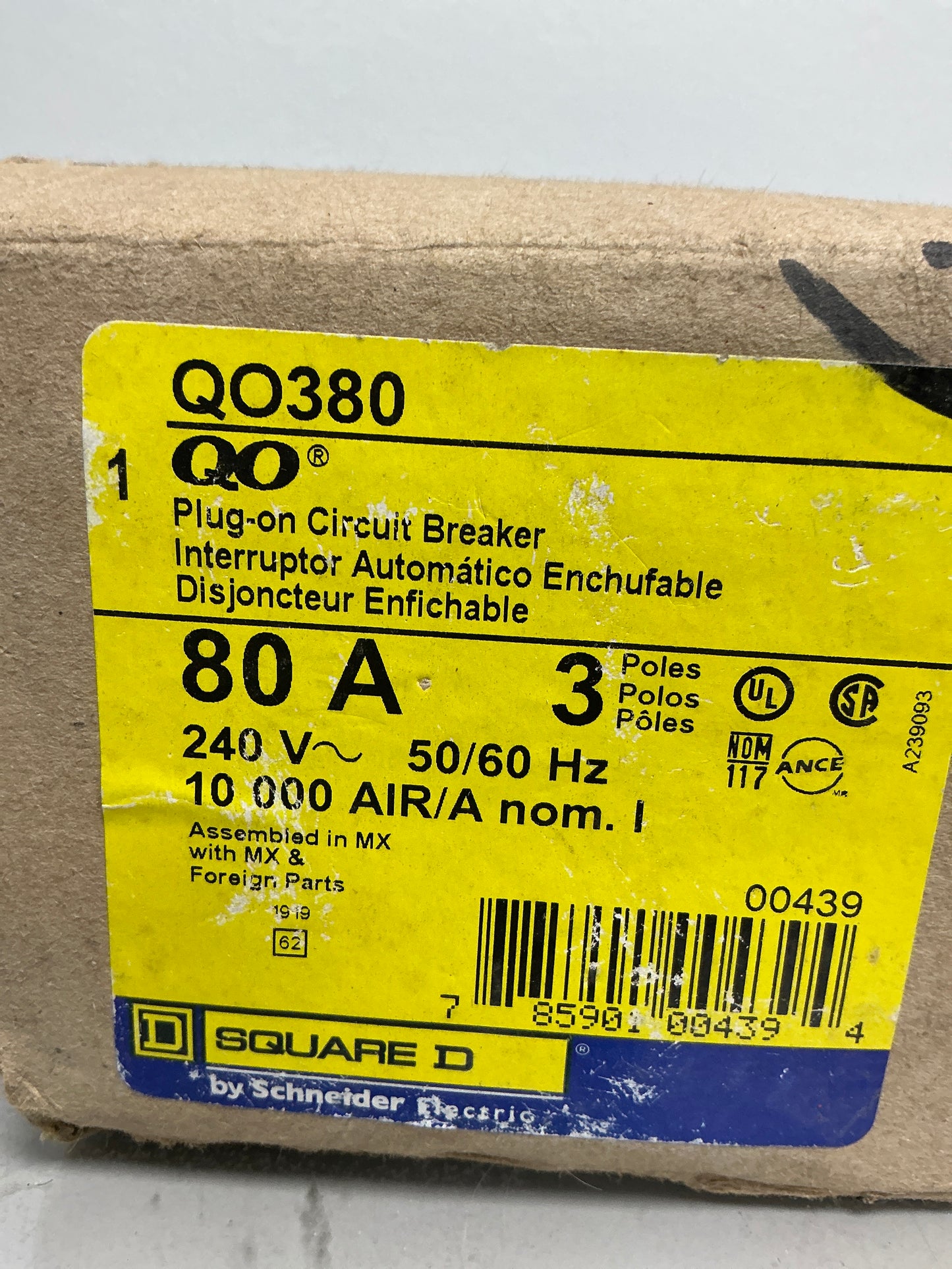 New Square D QO380 3 Poles, 80 Amps, 240 Volts