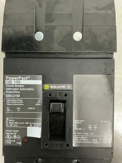 *CHIPPED* Used Square D QBA32150 3 Pole, 150 Amps, 240 Volts