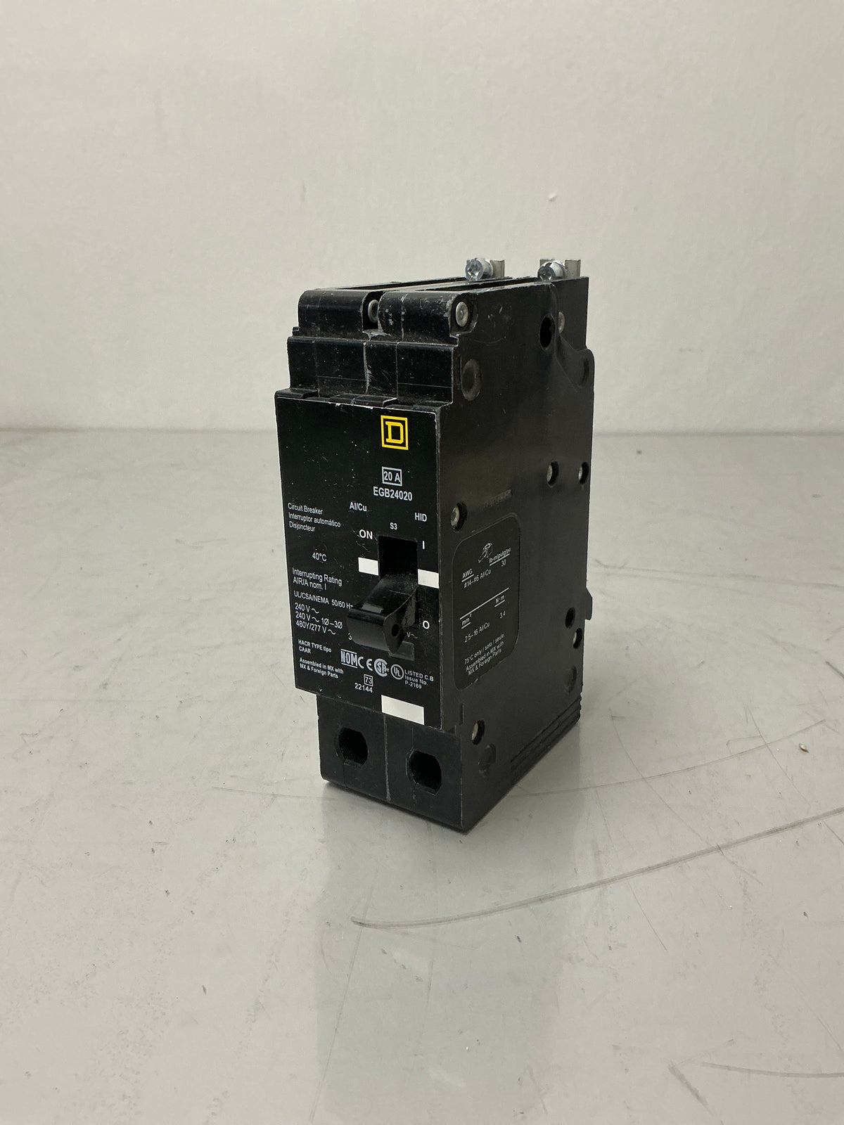 Used Square D EGB24020 2 Pole, 20 Amps, 480 Volts Circuit Breaker