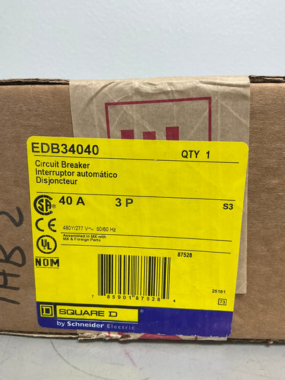 New Square D EDB34040 3 Pole, 40 Amps, 480 Volts