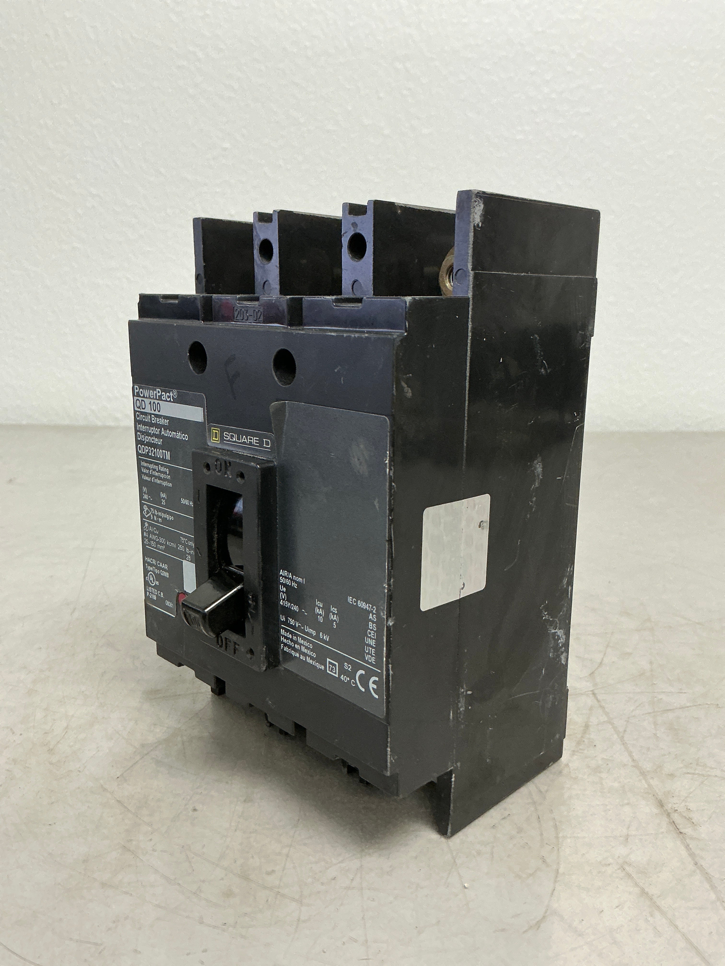 Used Square D QDP32100TM 3 Pole, 100 Amps, 240 Volts Circuit Breaker