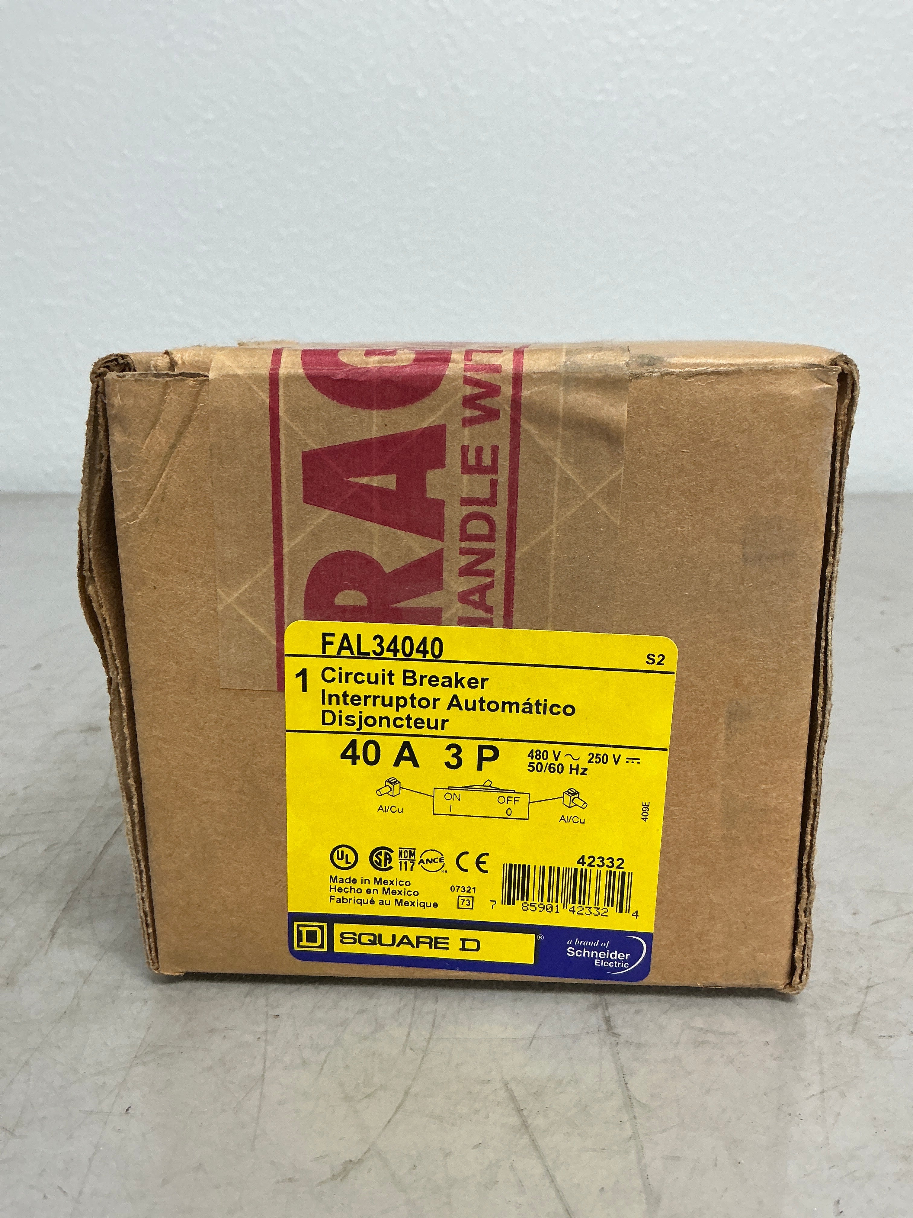 New Square D FAL34040 3 Pole, 40 Amps, 480 Volts Circuit Breaker