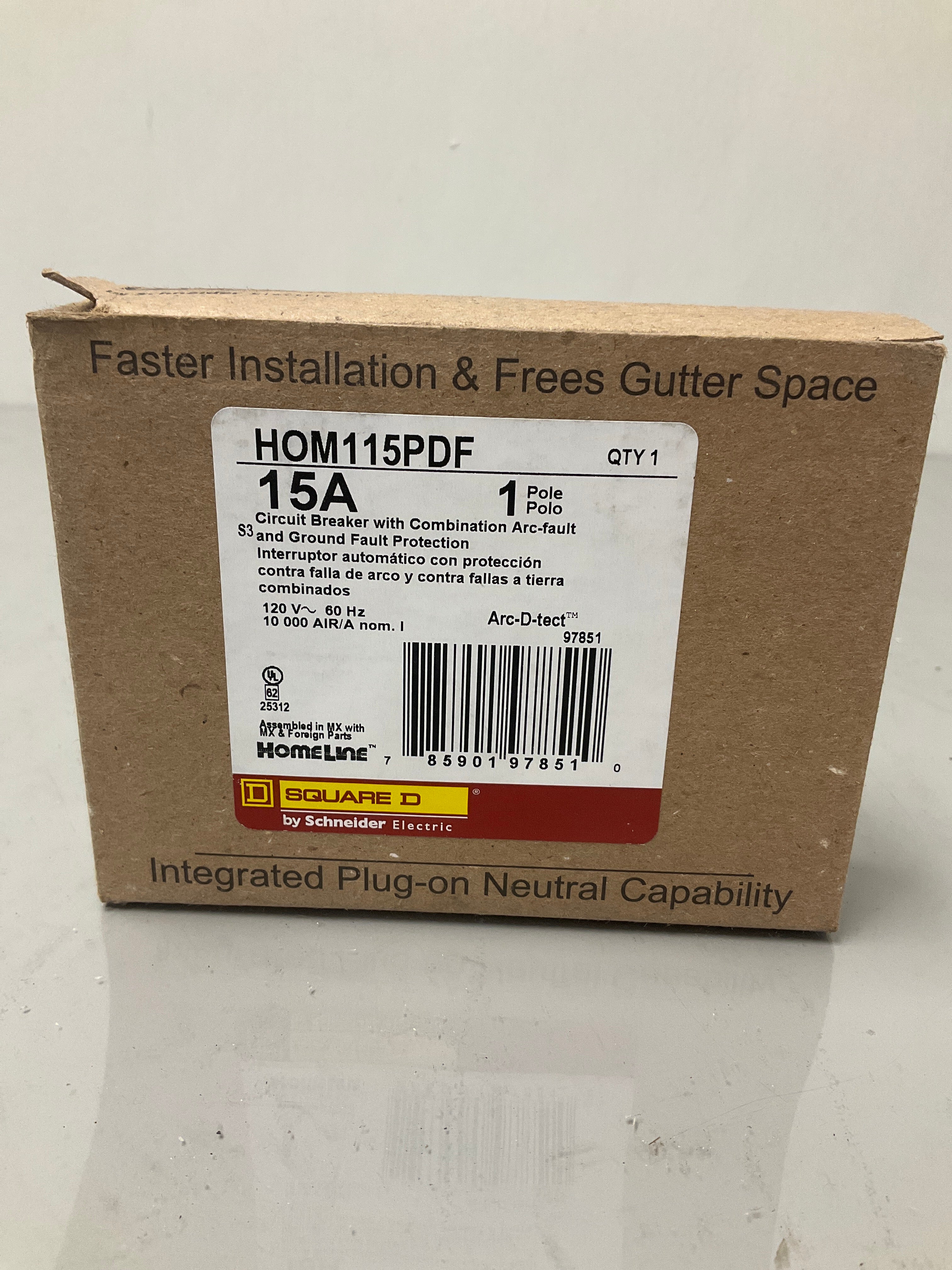 New Square D HOM115PDF 1 Pole, 15 Amps, 120 Volts Circuit Breaker