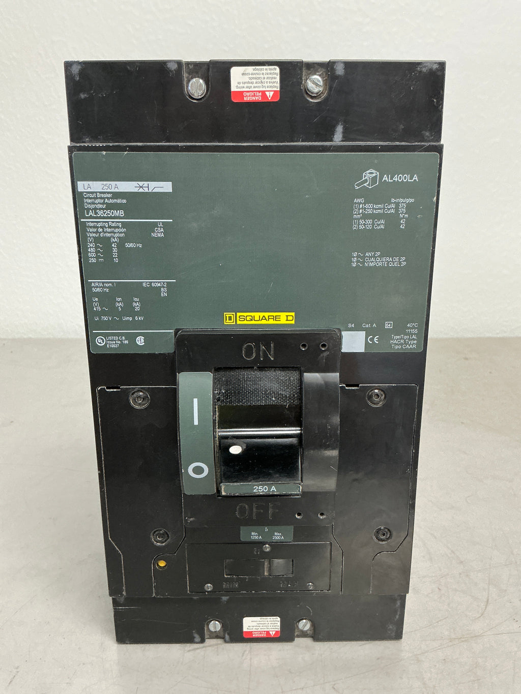 Used LAL36250MB 3 Poles, 250 Amps