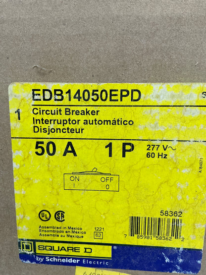New Square D EDB14050EPD 1 Pole, 50 Amps, 277 Volts
