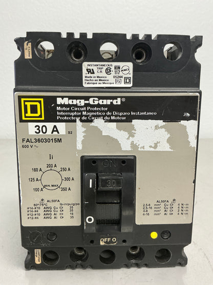 *CHIPPED* Used Square D FAL3603015M 3 Pole, 30 Amps, 600 Volt