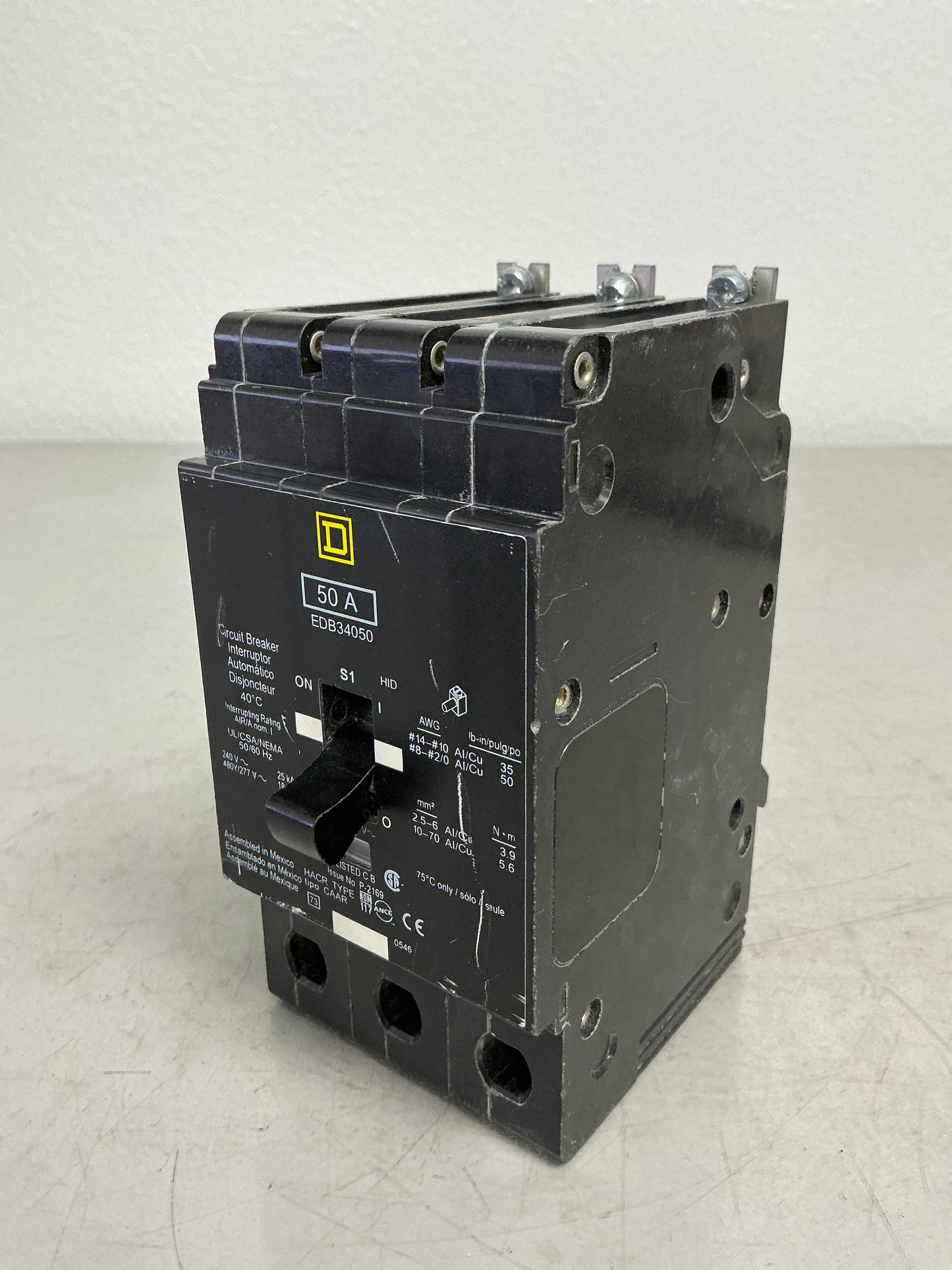 Used Square D EDB34050 3 Pole, 50 Amps, 480 Volts