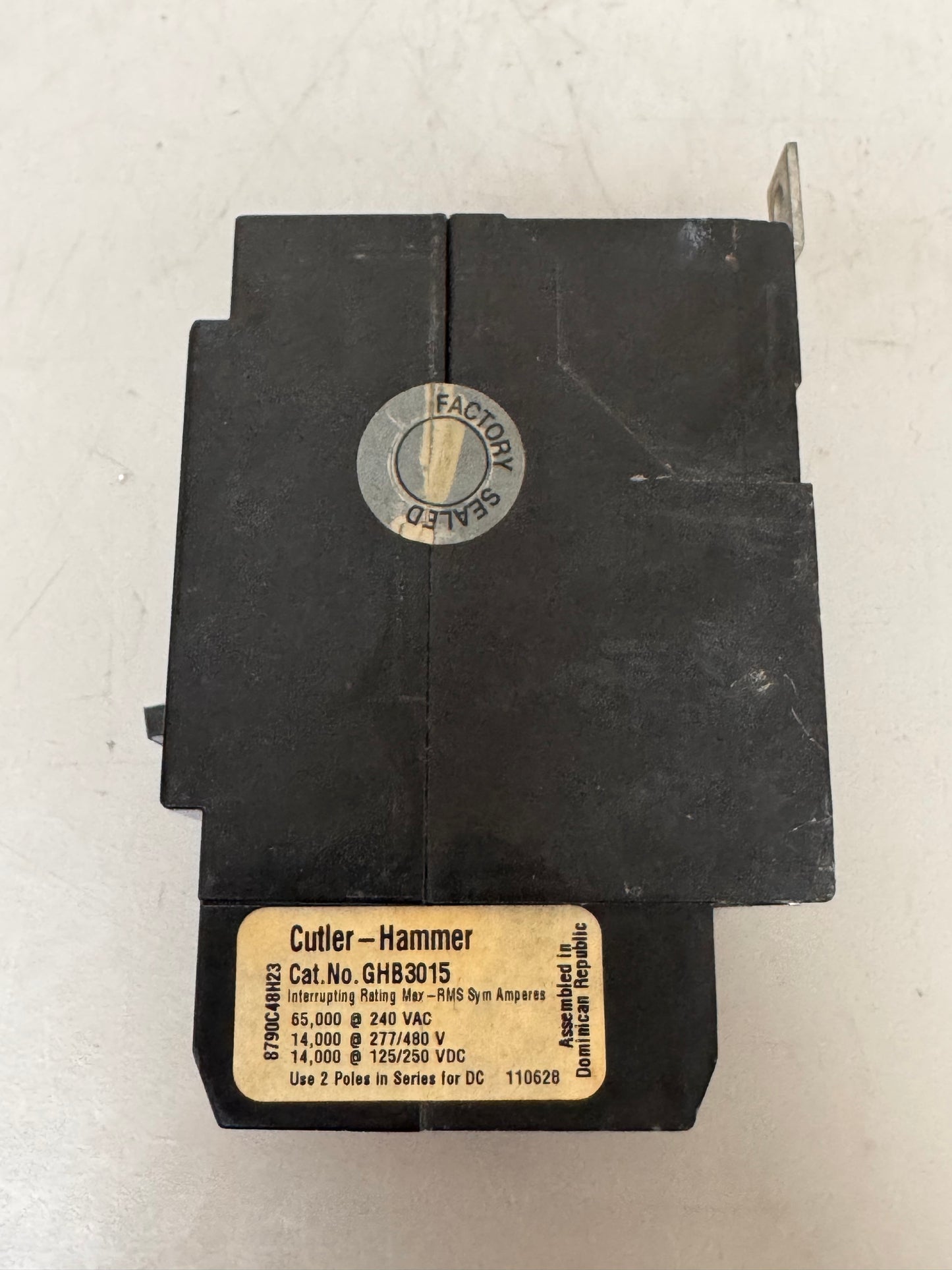 Used Cutler Hammer GHB3015 15 Amp, 3 Pole, 480 Volt Breaker