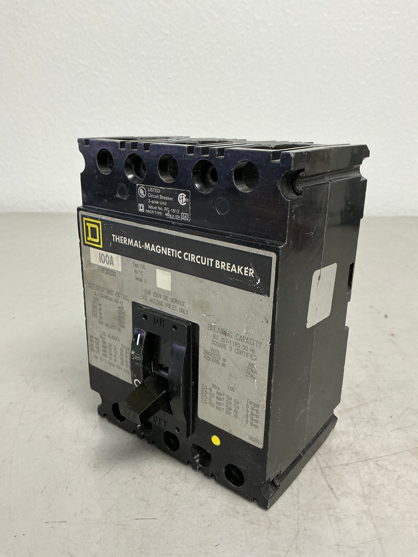 Used Square D FHP36100 3 Pole, 100 Amps, 600 Volts