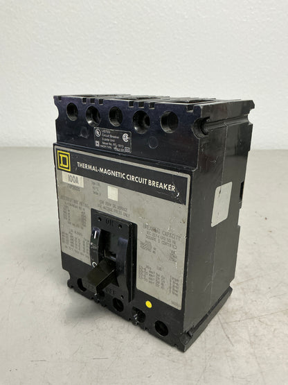 Used Square D FHP36100 3 Pole, 100 Amps, 600 Volts