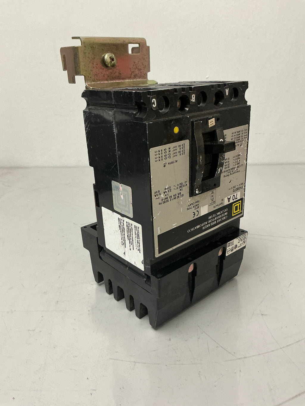 Used Square D FH36070 3 Pole, 70 Amps, 600 Volts Circuit Breaker