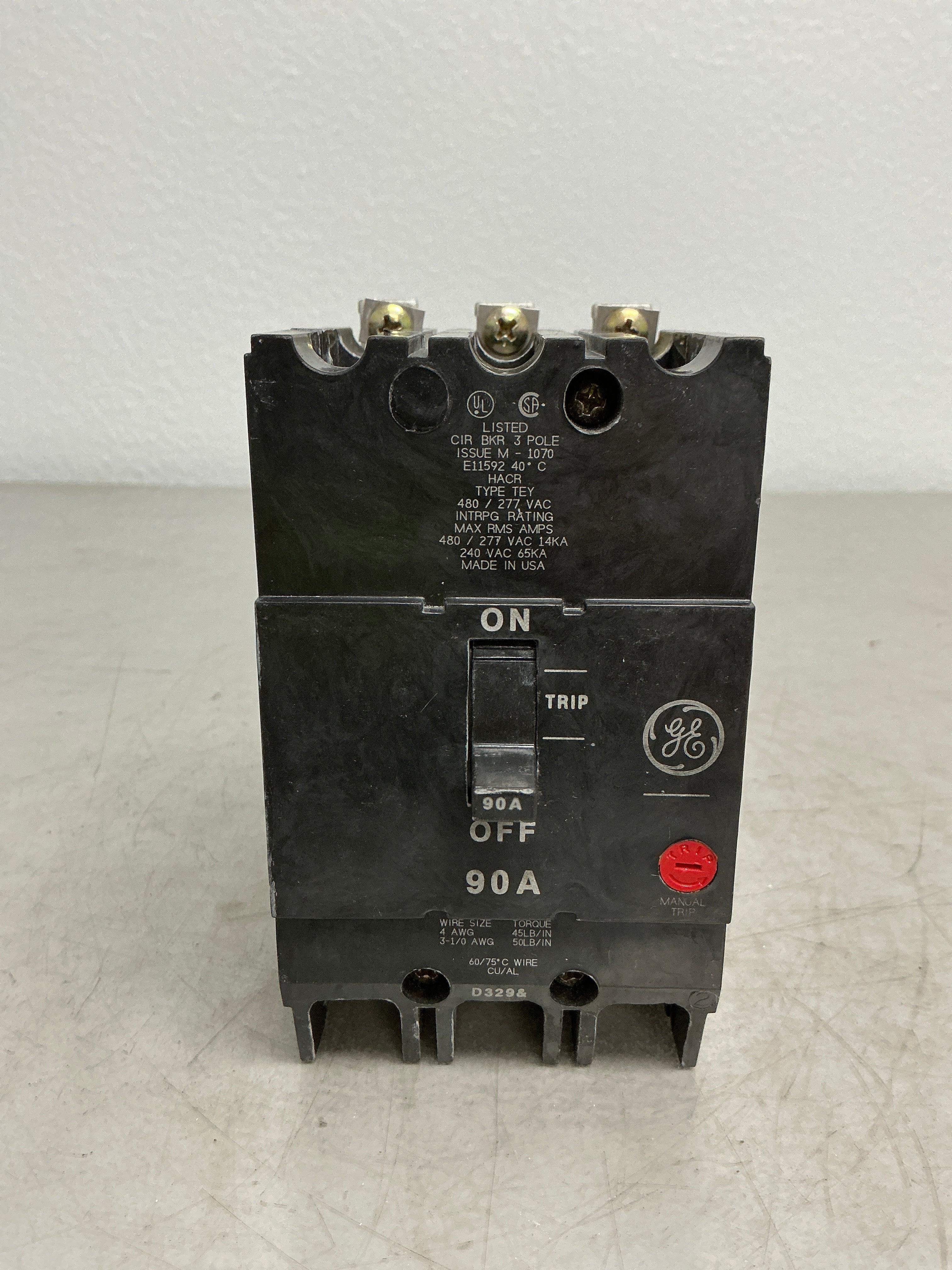 Used TEY390 3 Pole, 90 Amps, 480 Volts Circuit Breaker