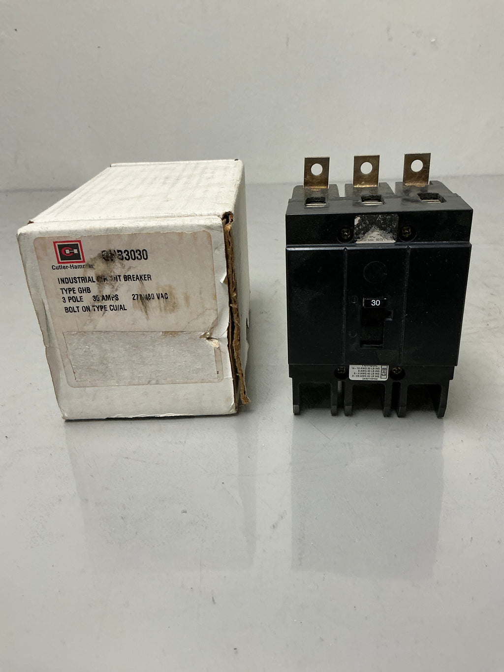 Used Cutler hammer GHB3030 3 Pole, 30 Amps, 480 Volts Circuit Breaker
