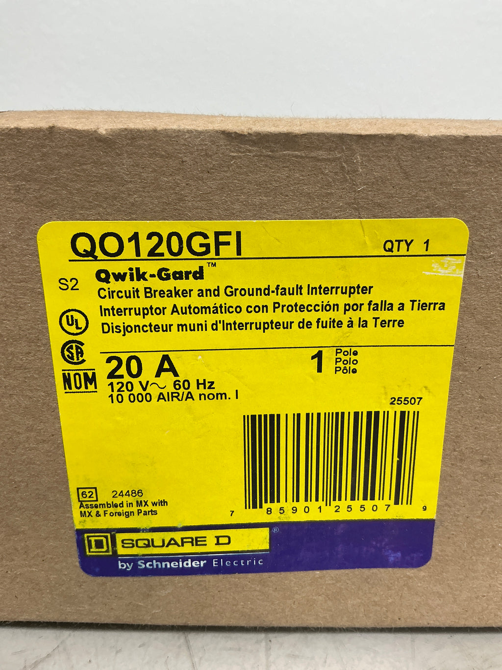 New Square D QO120GFI 1 Pole, 20 Amps, 120 Volts Circuit Breaker