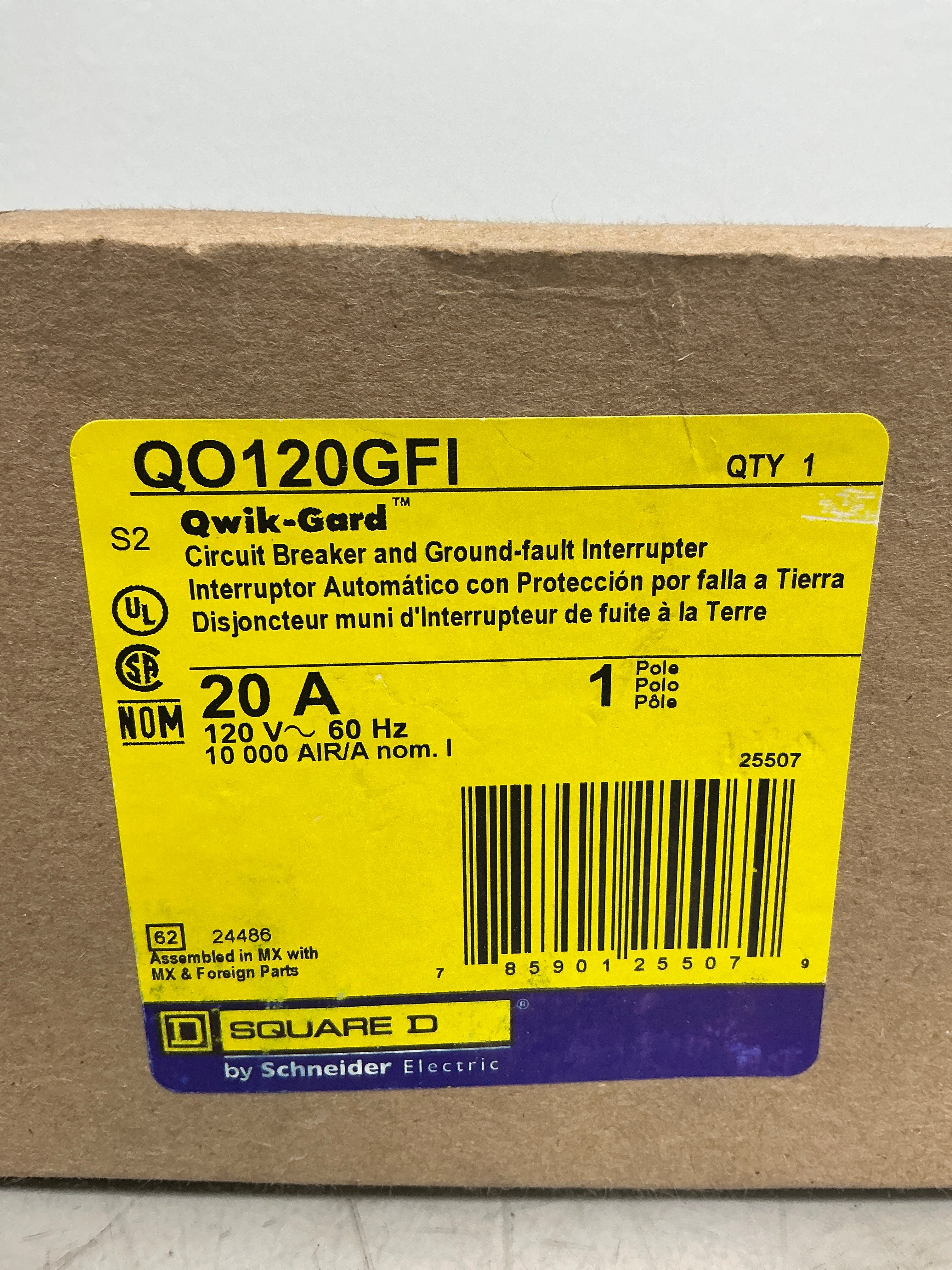 New Square D QO120GFI 1 Pole, 20 Amps, 120 Volts Circuit Breaker