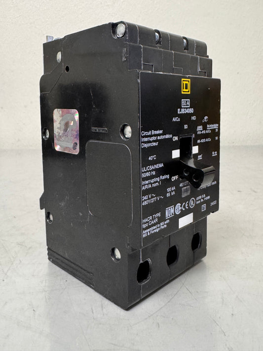 New Square D EJB34050 50 Amp, 3 Pole, 480 Volt Breaker