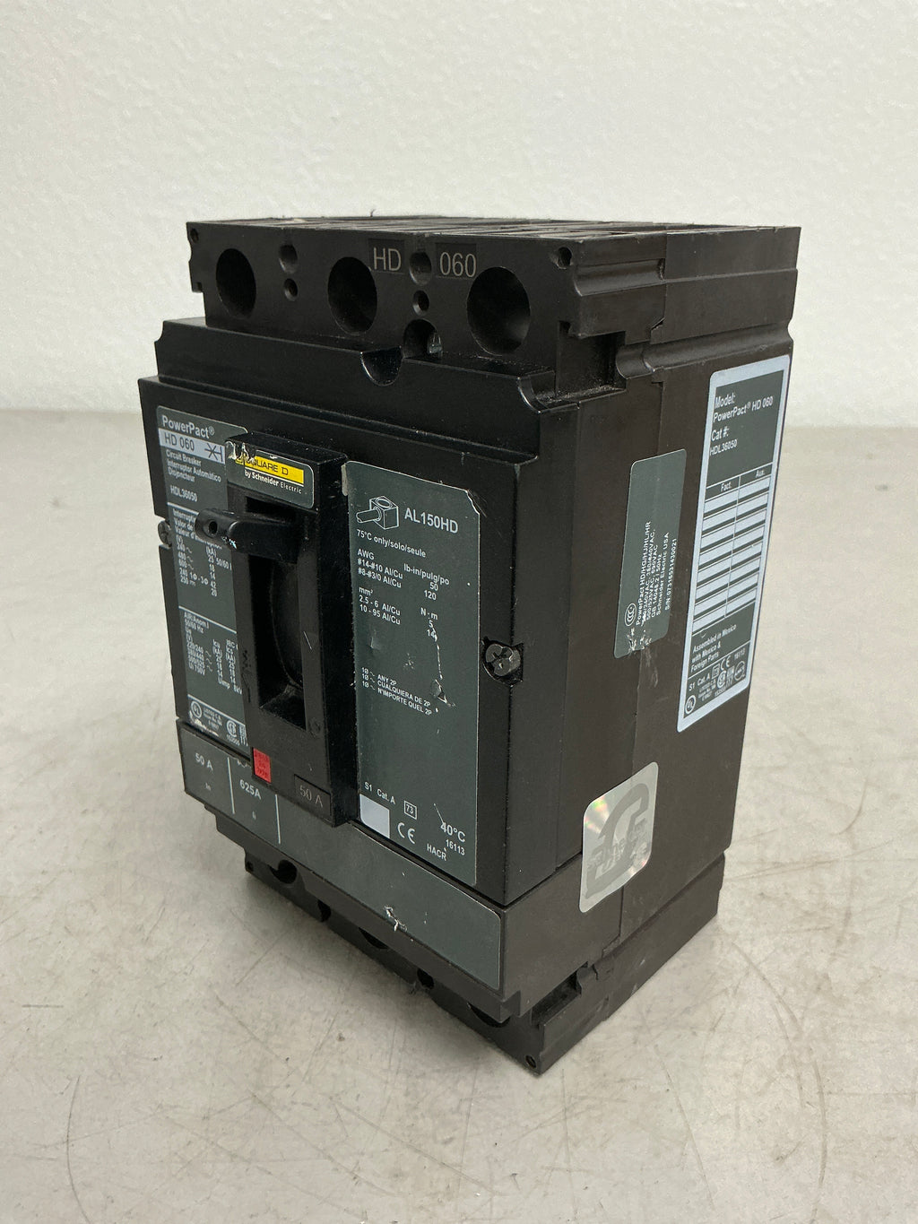 Used Square D HDL36050 3 Pole, 50 Amps, 480 Volts