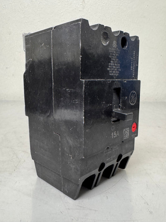 Used General Electric TEY315 15 Amp, 3 Pole,  480 Volt Breaker
