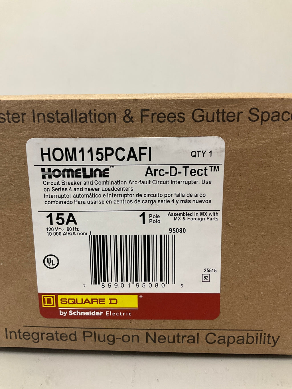 New Square D HOM115PCAFI 1 Pole, 15 Amps, 120 Volts Circuit Breaker