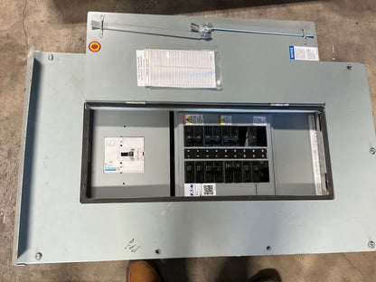 Used Eaton Nema 3R Panelboard 100 Amp Main Breaker 18 Cir 120/208/240 Volt (item#p11)