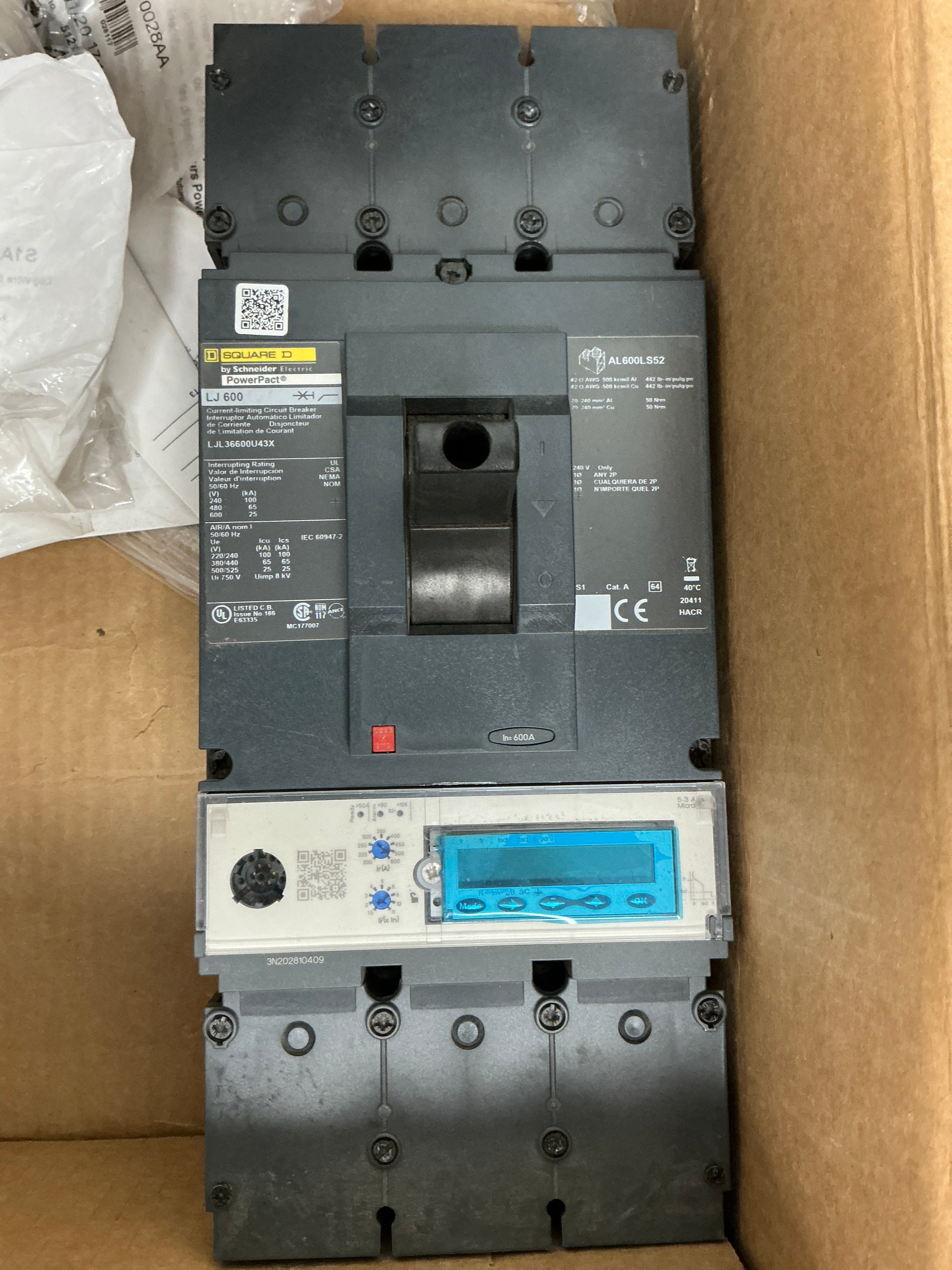 New Square D LJL36600U43X 3 Pole, 600 Amps, 600 Volts