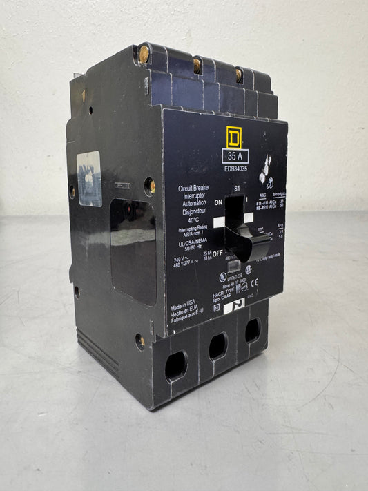 Used Square D EDB34035 35 Amp, 3 Pole, 480 Volt Breaker