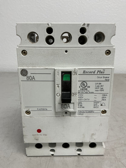 Used FBN36TE080RV 80 Amp 600 Volt 3 Pole Breaker