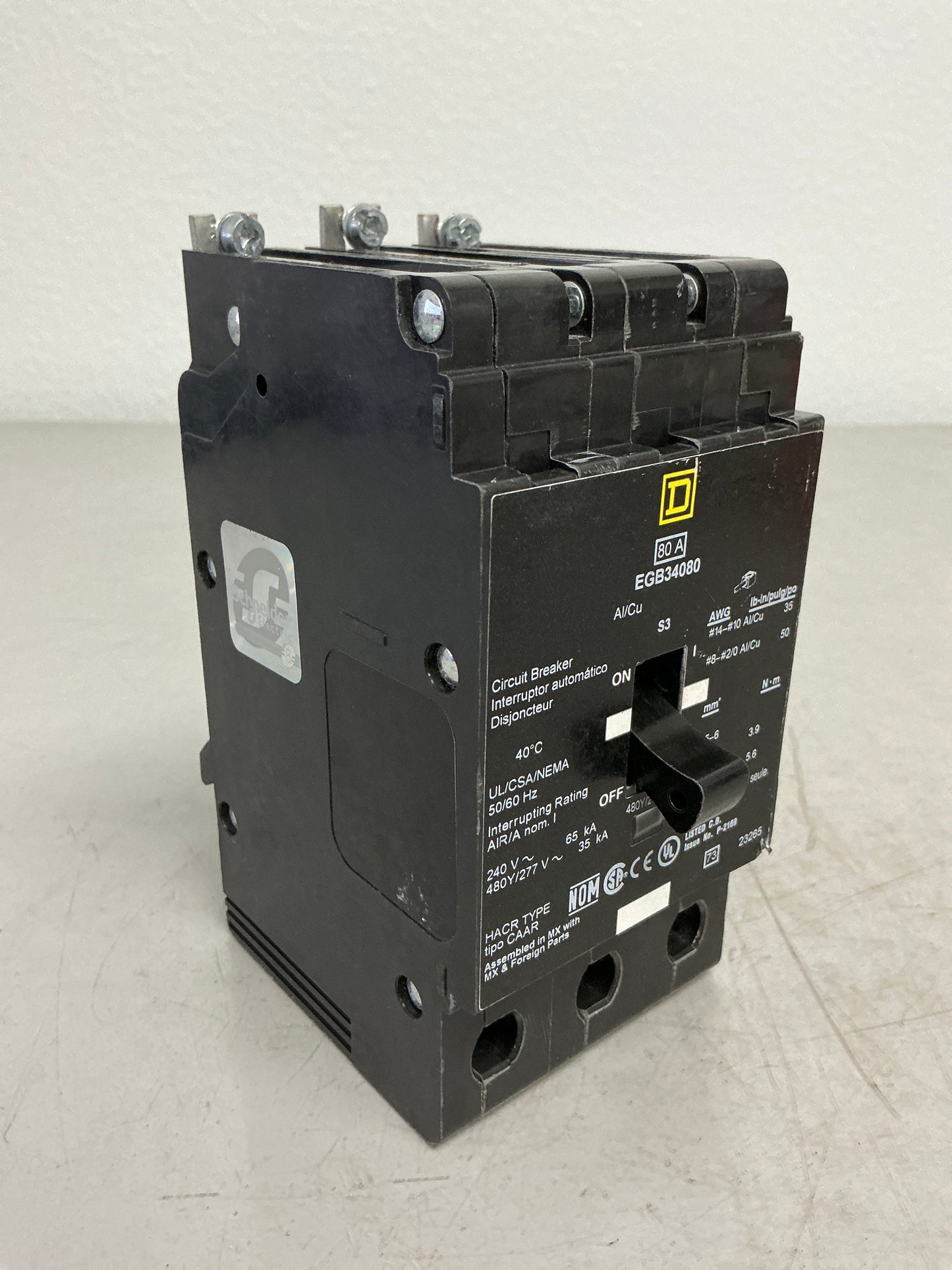 New Square D EGB34080 3 Pole, 80 Amps
