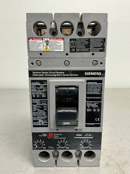 Used Siemens HFXD63B200 3 Pole, 200 Amps, 600 Volts