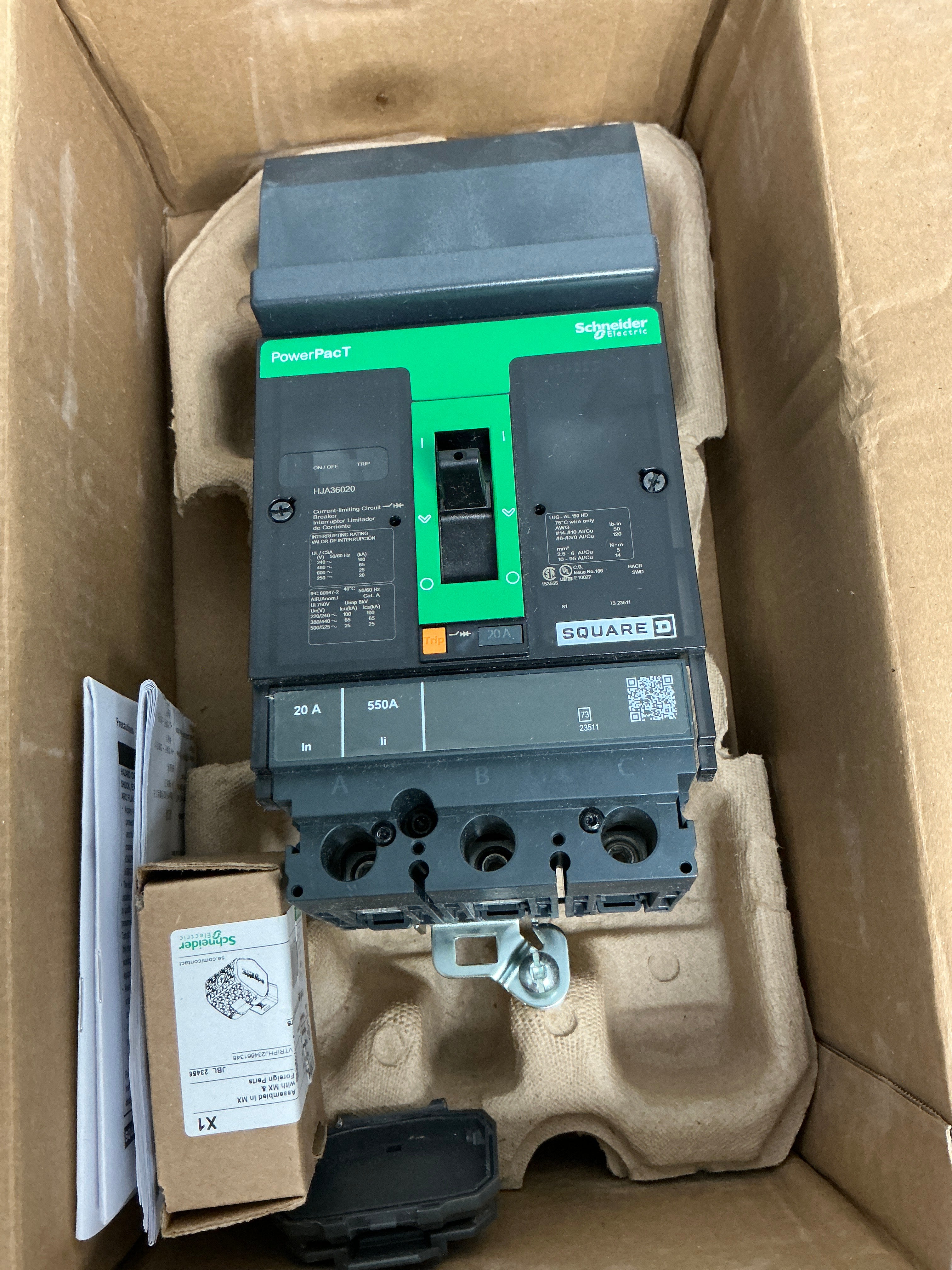 New Square D HJA36020 3 Pole, 20 Amps, 600 Volts