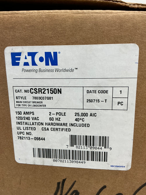 New Eaton CSR2150N 2 Pole, 150 Amps, 240 Volts
