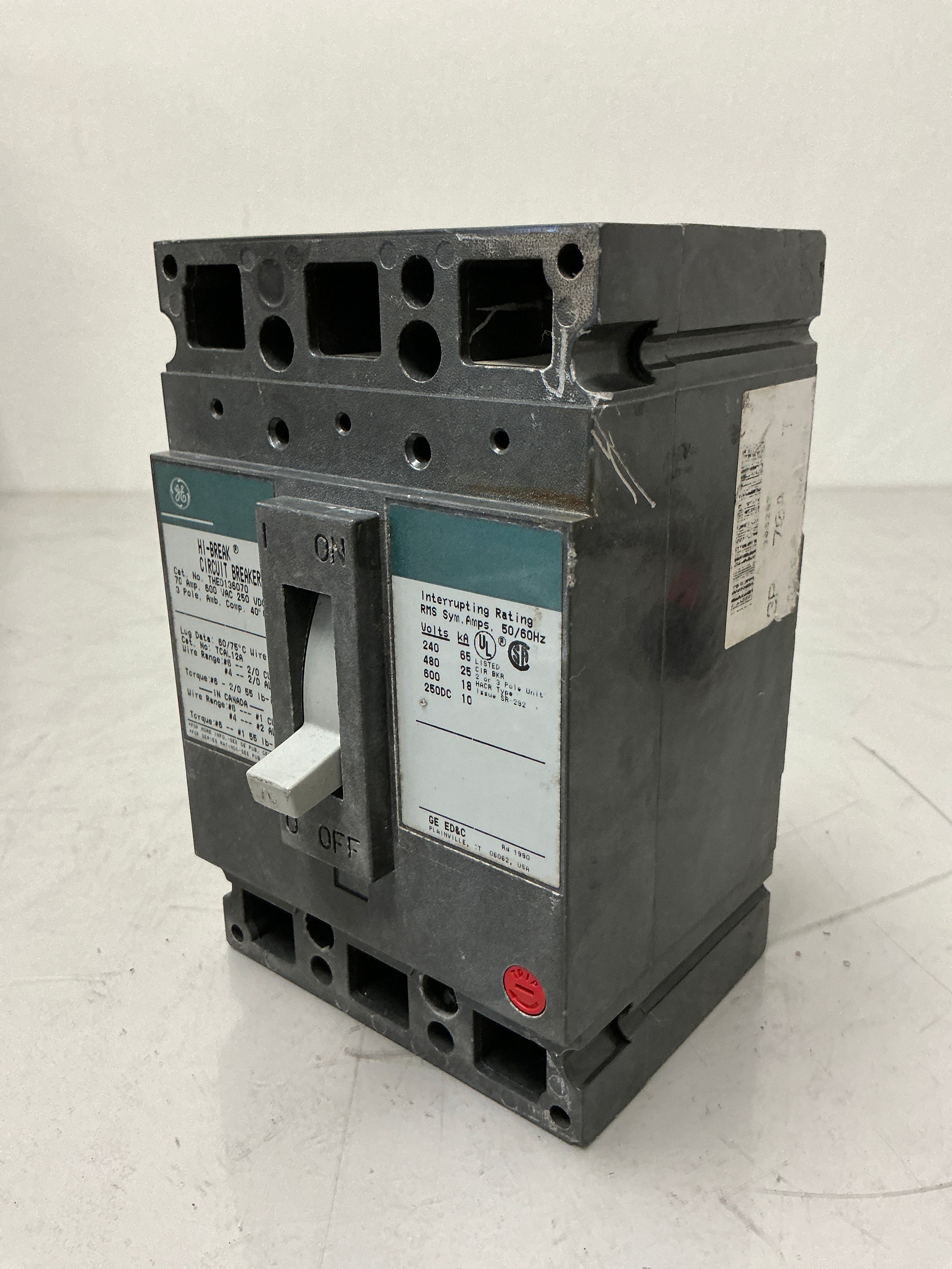 Used THED136070 3 Pole, 70 Amps, 600 Volts Circuit Breaker