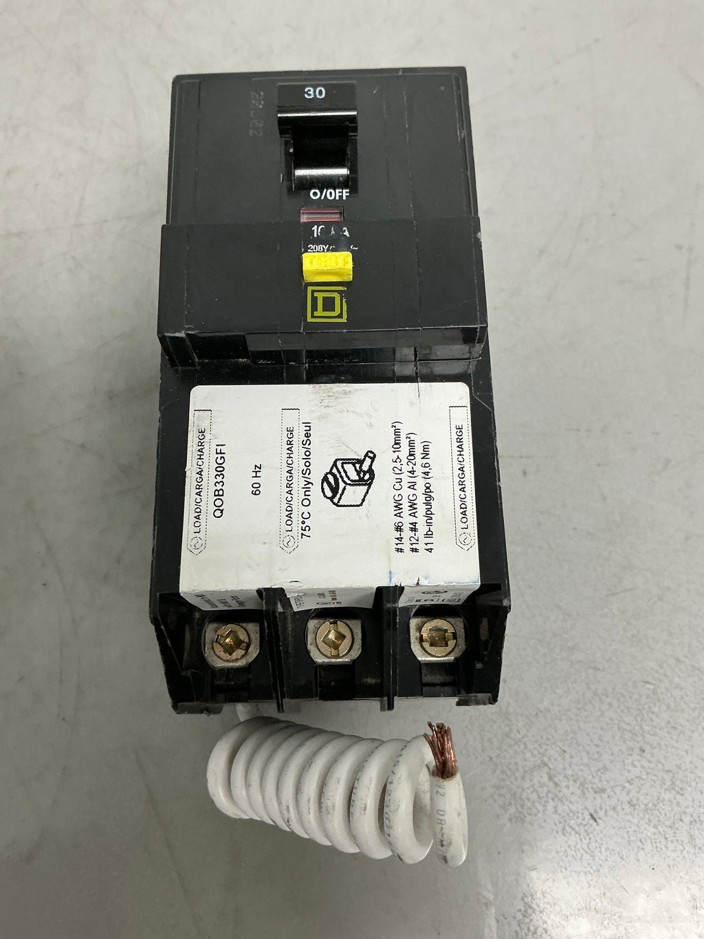 Used Square D QOB330GFI 3 Pole, 30 Amps, 208Y/120V Circuit Breaker