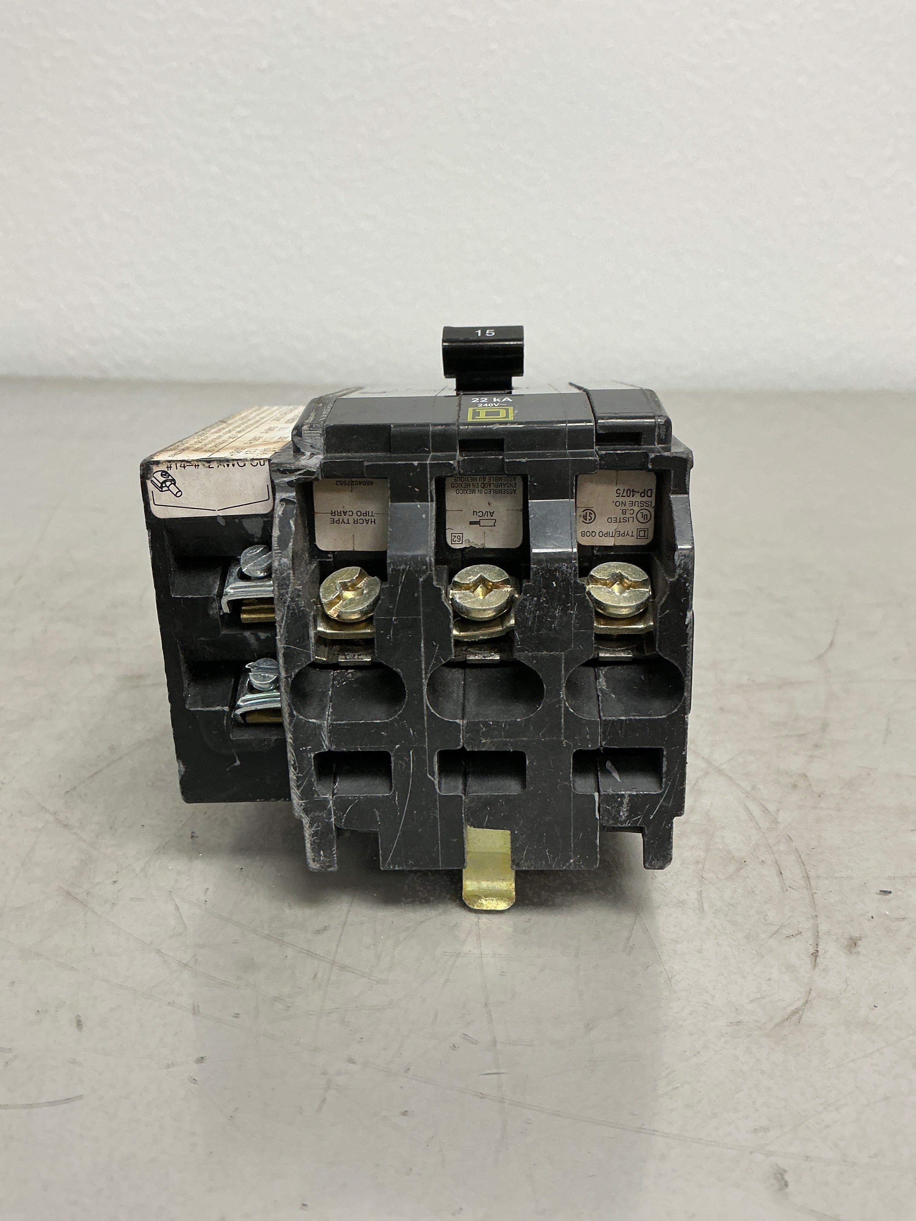 Used SquareD QOB3151021 (Shunt Trip) 3 Pole, 15 Amps, 240 Volts