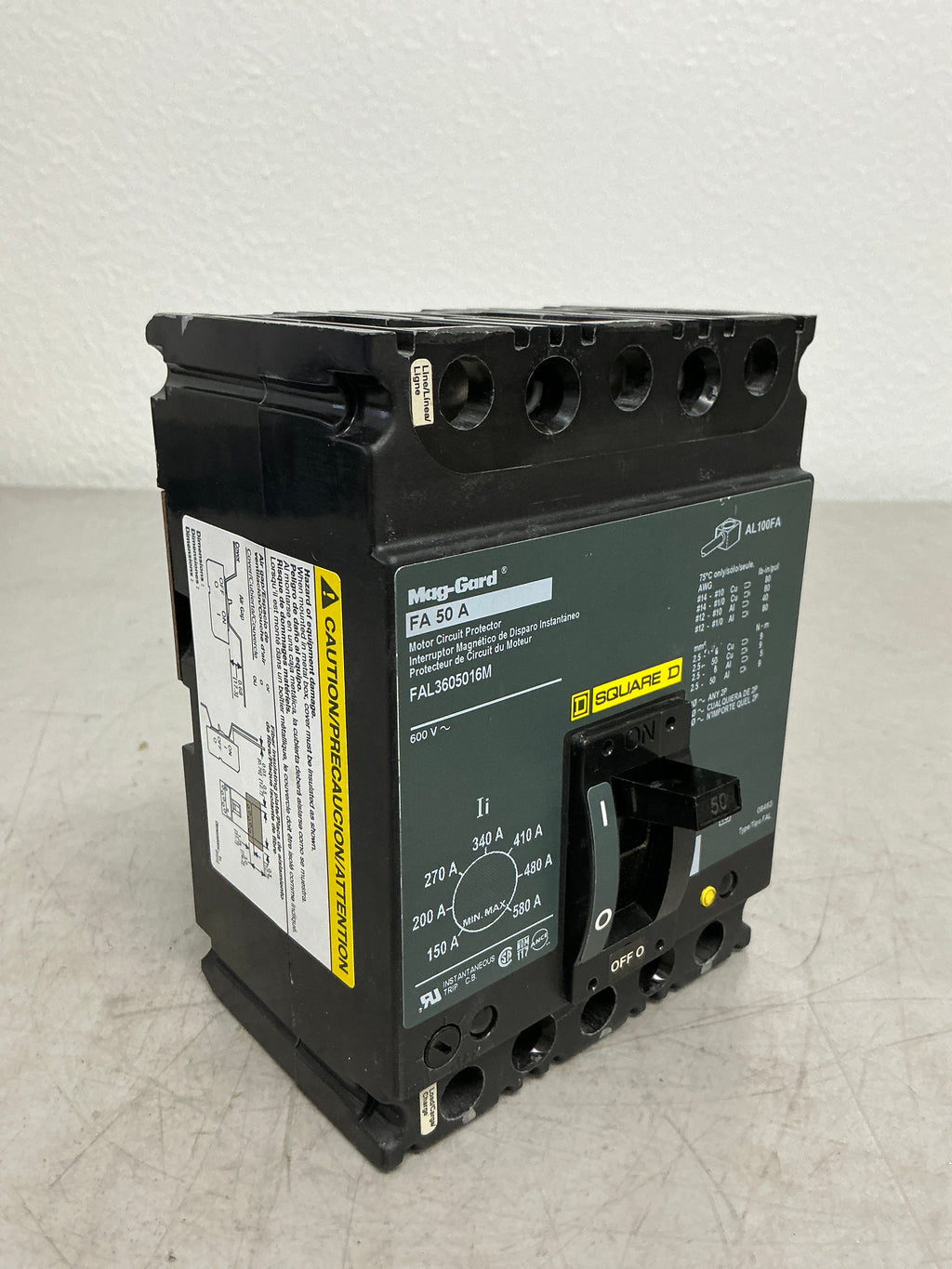 Used Square D FAL3605016M 3 Pole, 50 Amps, 480 Volts