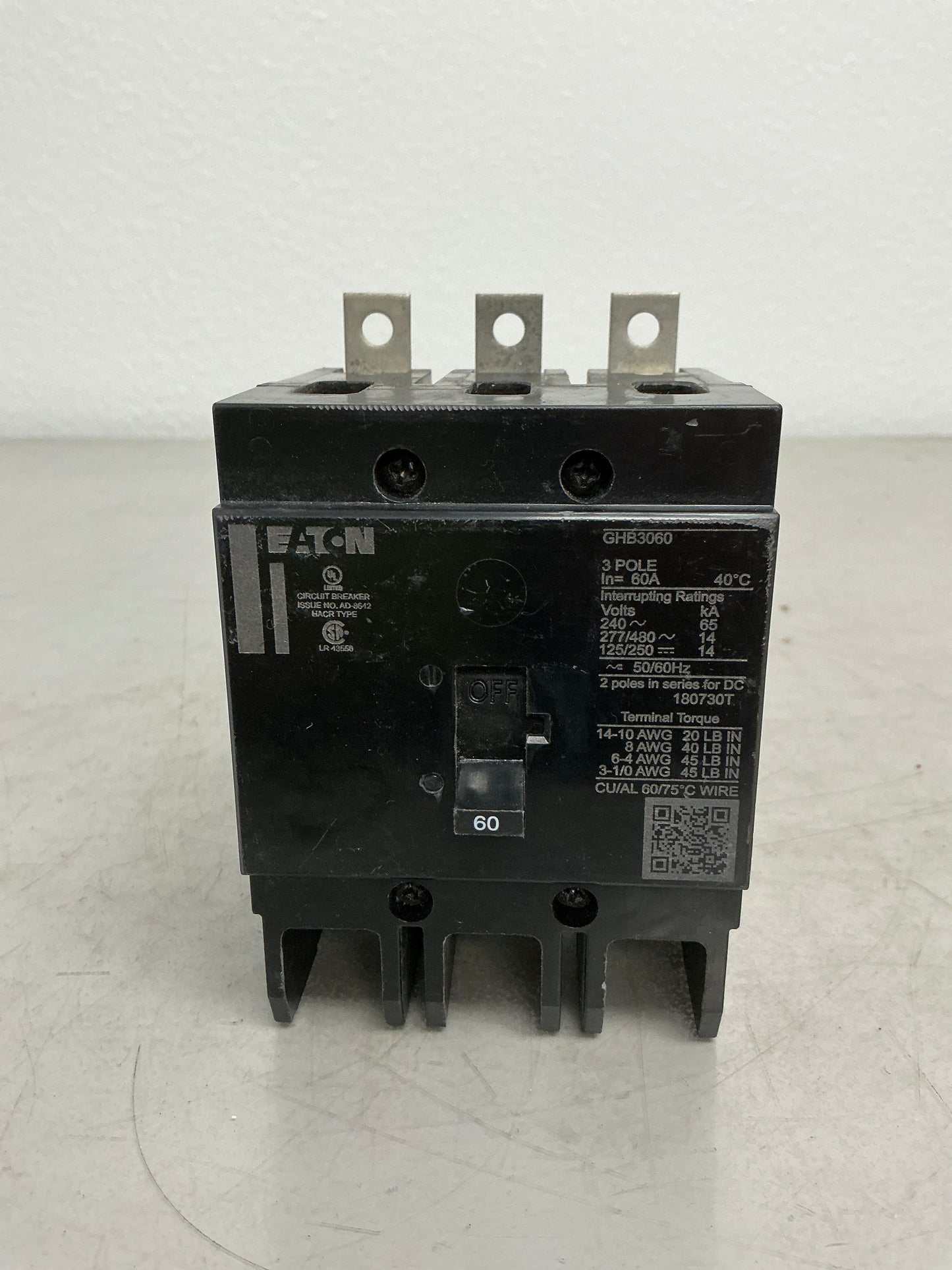 New Eaton GHB3060 3 Pole, 60 Amps, 480 Volts