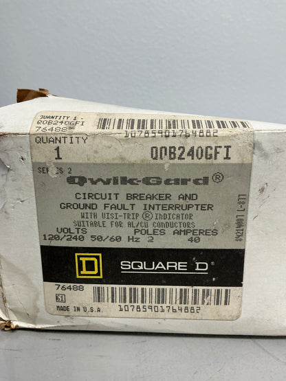 New Square D QOB240GFI 2 Poles, 40 Amps, 240 Volts