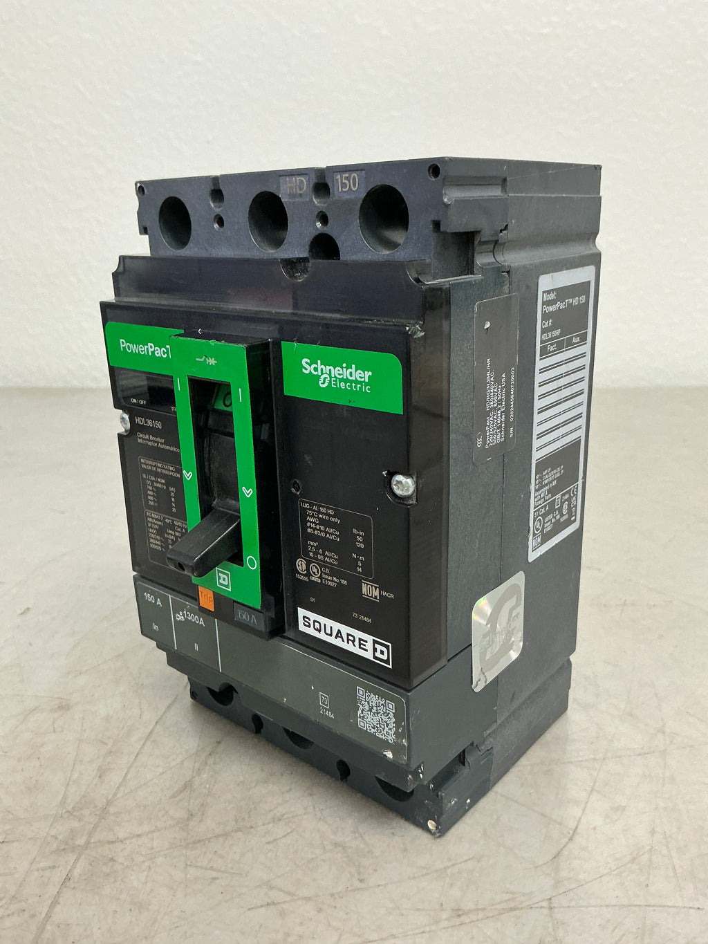 Used Square D HDL36150 3 Pole, 150 Amps, 600 Volts Circuit Breaker